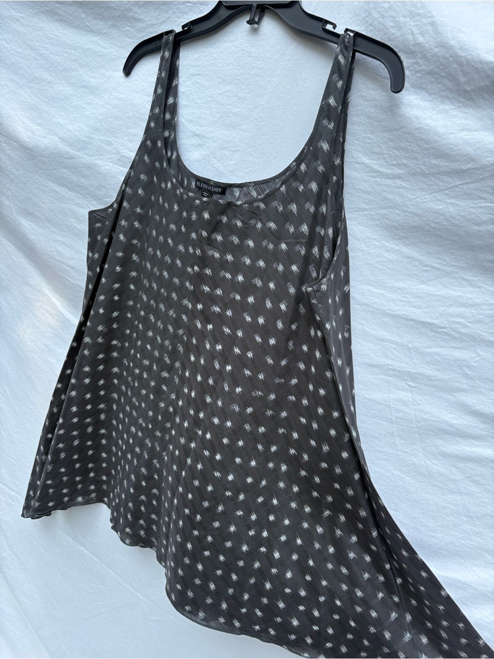 Eileen Fischer Dark Gray Printed Silk Tank Top - Picture 7 of 11